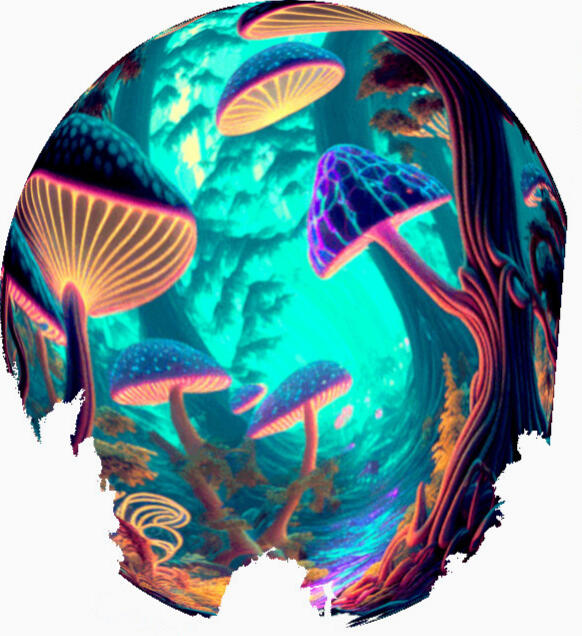 Image depicting the psychedelic imagery from mushrooms