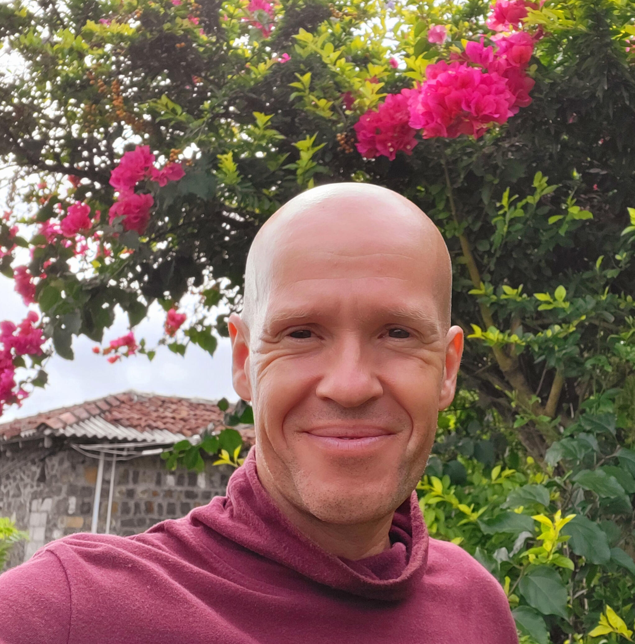 Woman standing in a field of flowers